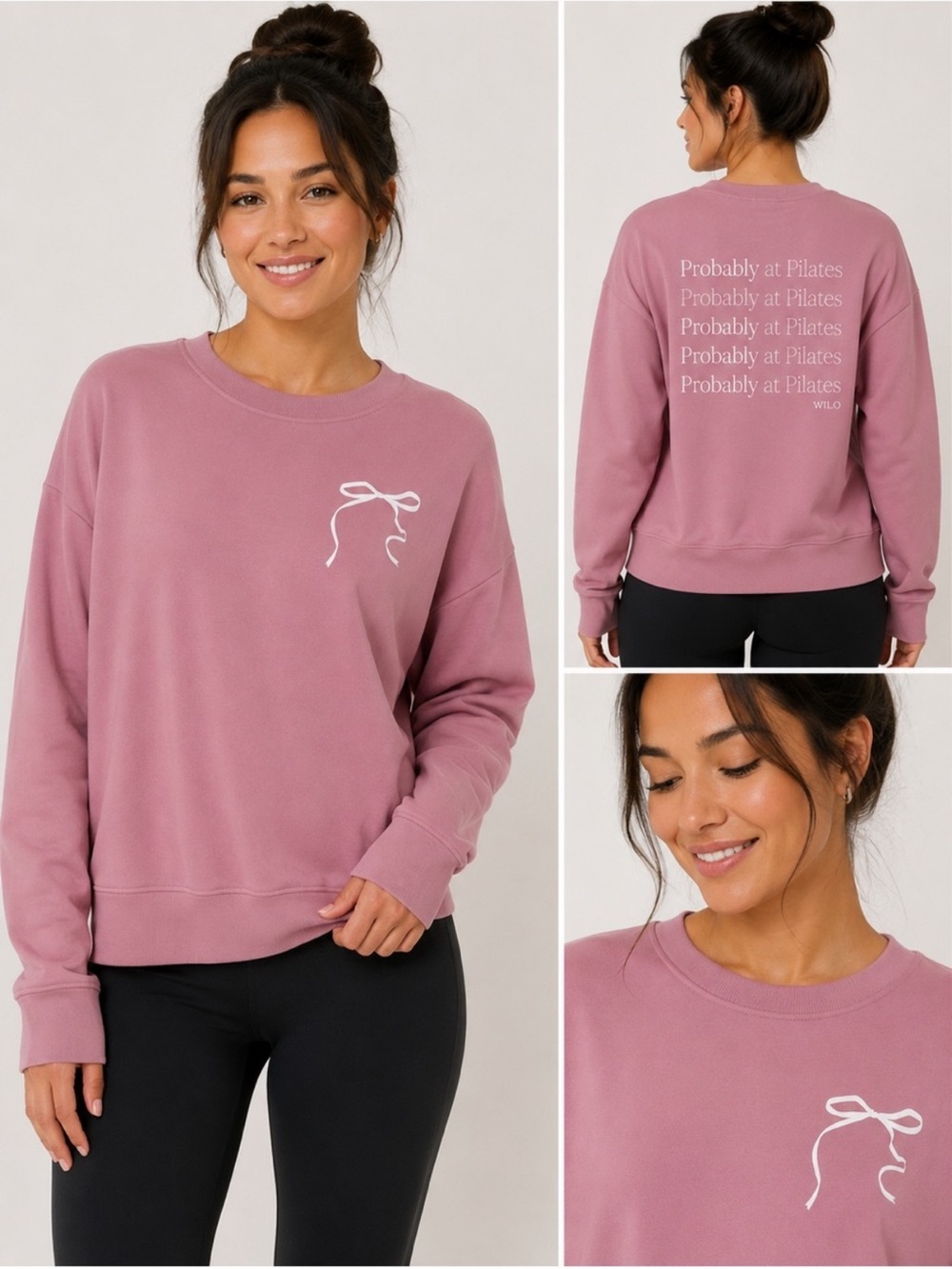 Wilo pilates bow sweatshirt